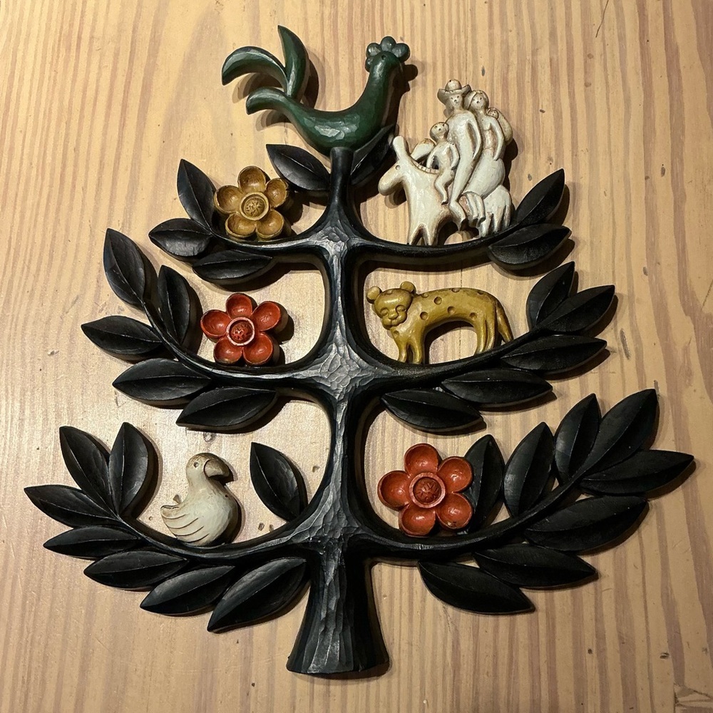 RARE Vintage Homco Tree of Life Wall Plaque 4770B MCM Folk Art 1963 Made in USA